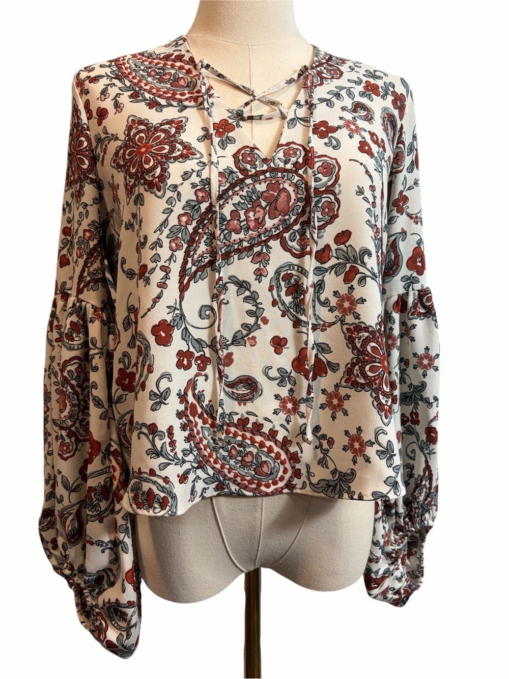 Banana Republic Bohemian Paisley Print Balloon Sleeve Blouse